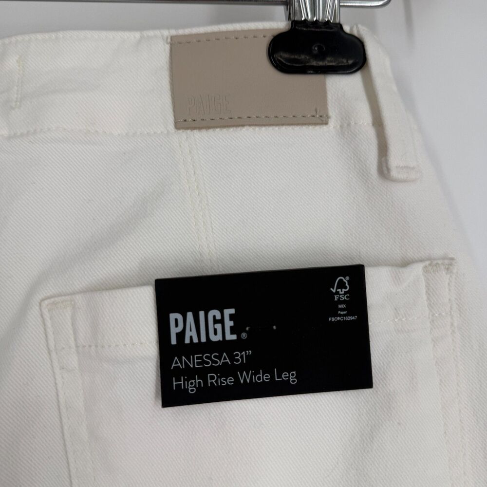 Paige Anessa Tonal Ecru Anthropologie 26 x 30” Wide-Leg Raw Hem Cream Ivory Boho - Picture 9 of 12